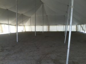 inside large rented tent
